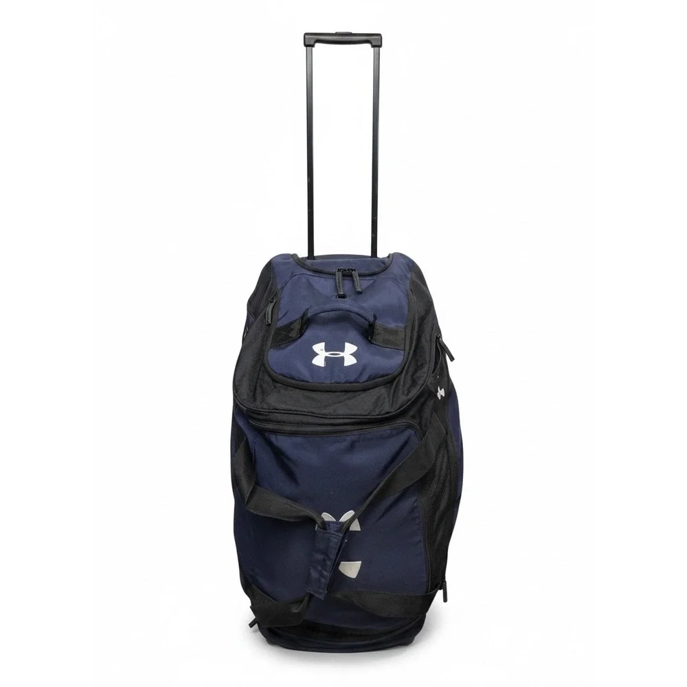 Under Armour Navy Blue Rolling Duffle Bag Large Travel Luggage Wheel Suitcase UA
